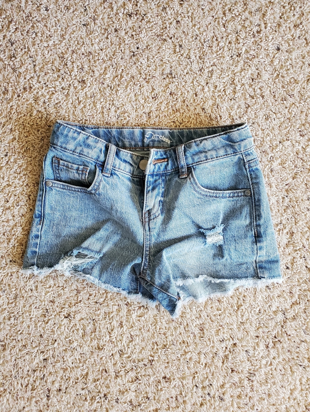 Art Class Girls Light Blue Distressed Denim Cutoff Shorts